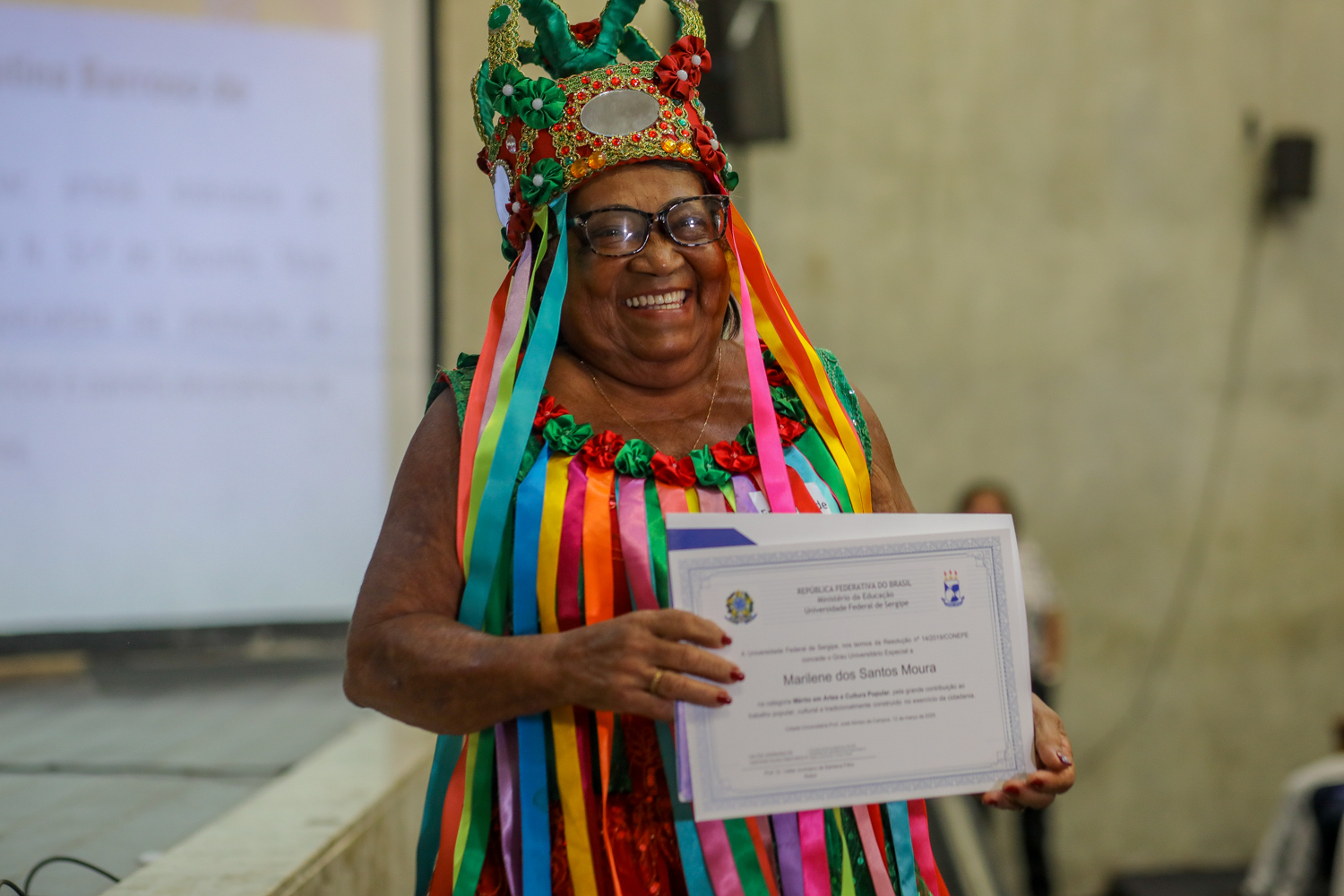 Marilene dos Santos Moura tem grau de mérito especial pela UFS (Foto: Elisa Lemos/Ascom UFS)