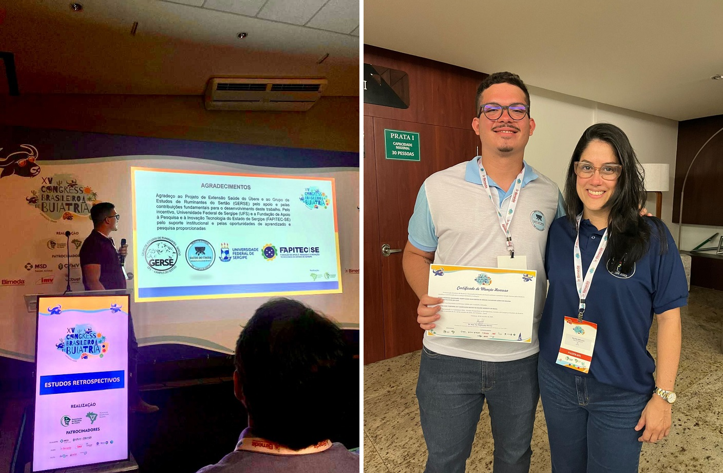 Discente Pedro Calderaro e professora Kalina Simplício, ambos do DMVS/UFS (Foto: arquivo pessoal)